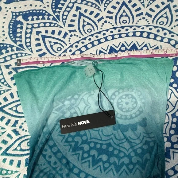 Sale!!! Fashion Nova Turquoise Sheer Slits Maxi Cover-Up - Picture 5 of 5